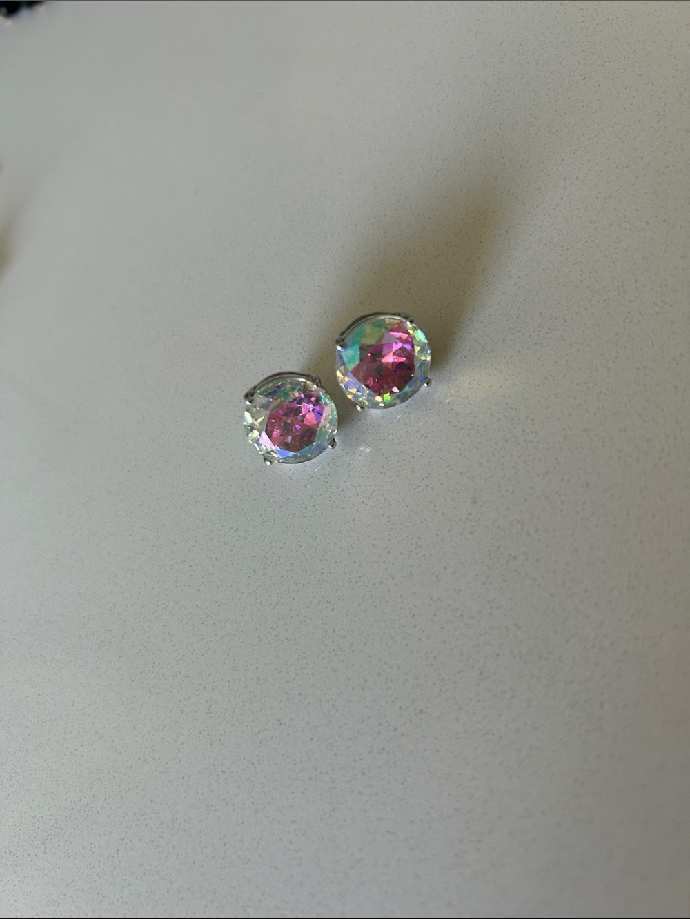 Aurora Crystal Round Stud Earrings - Iridescent